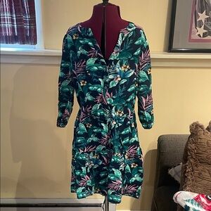 LOFT Green and Pink Floral Dress